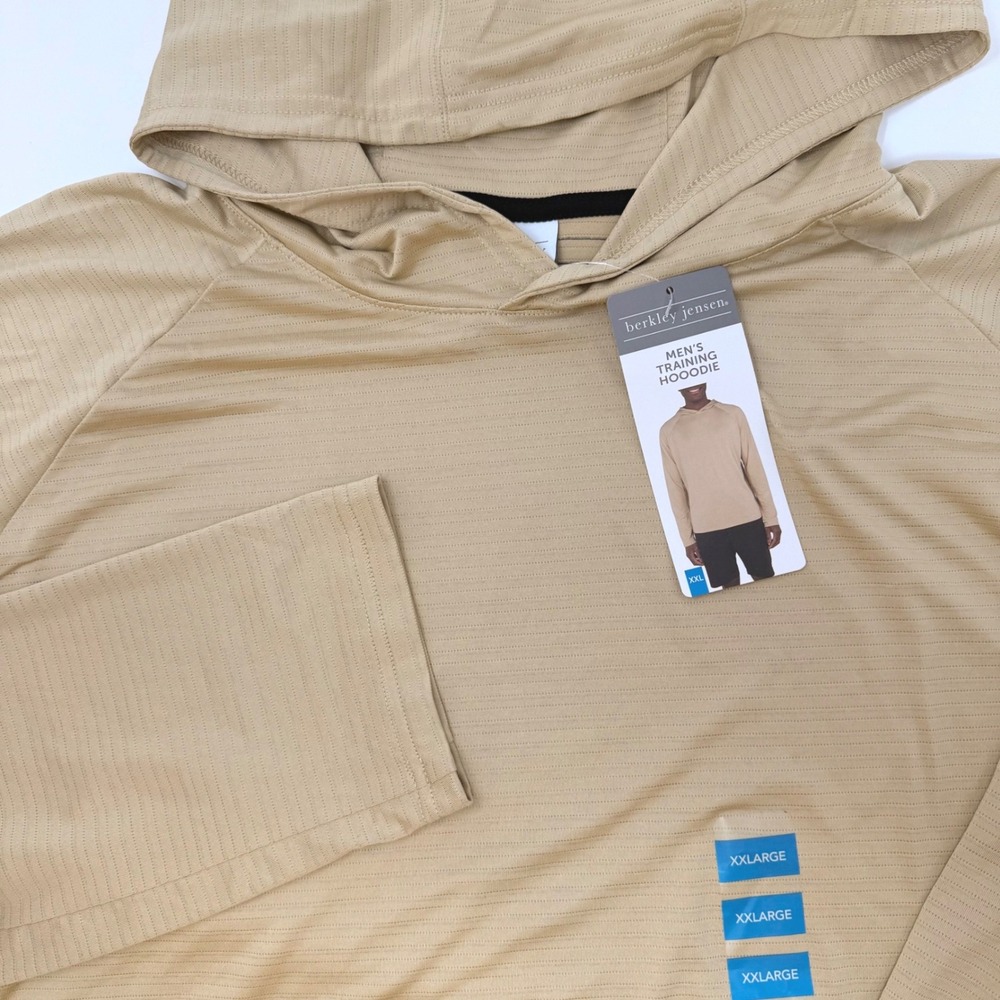 Berkley Jensen Mens Training Hoodie Tan Long Sleeve Athletic Size XXL NEW